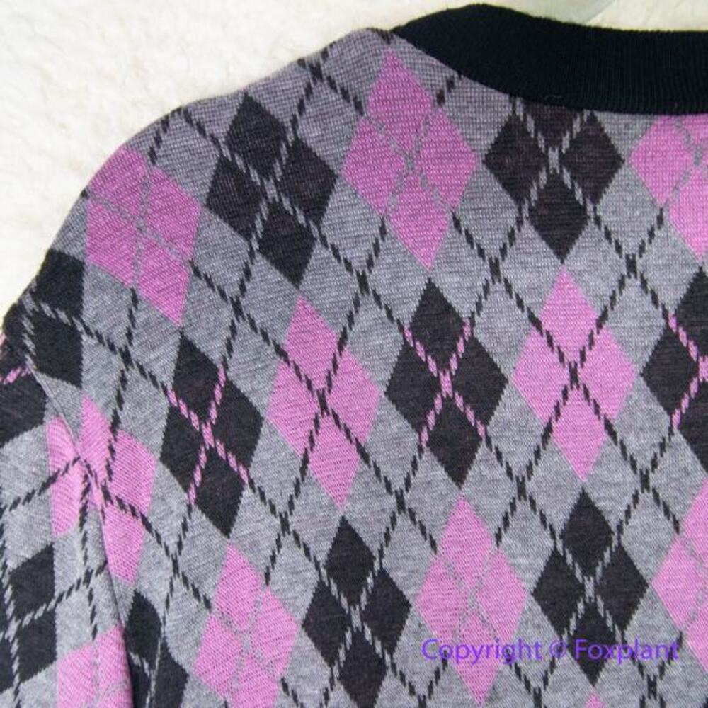 Unique Vintage Adorable Purple & Pink Argyle Sweater‎ Dress women plus size 1X - Picture 14 of 16